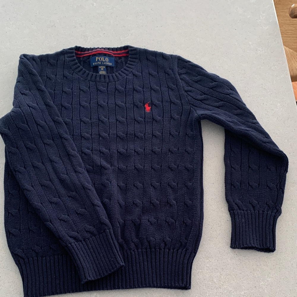 Polo by Ralph Lauren Kid Dark Blue Cable Knit Sweater